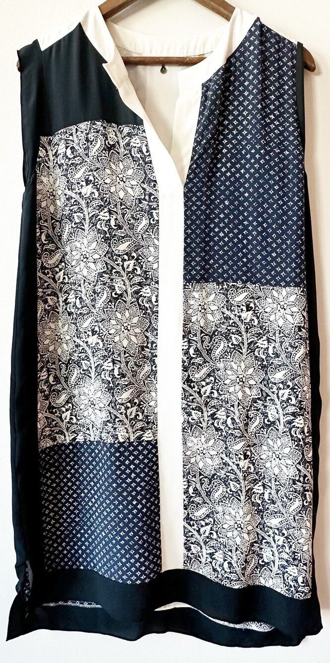 Rebecca Taylor Silk Patchwork Dress Mixed Print Boho Tile Paisley Geometric 6